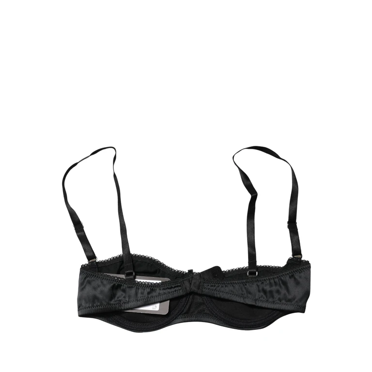 Dolce & Gabbana Black Semi-Pad Underwire Balconette Bra Underwear Elastane Silk Clothing - Women