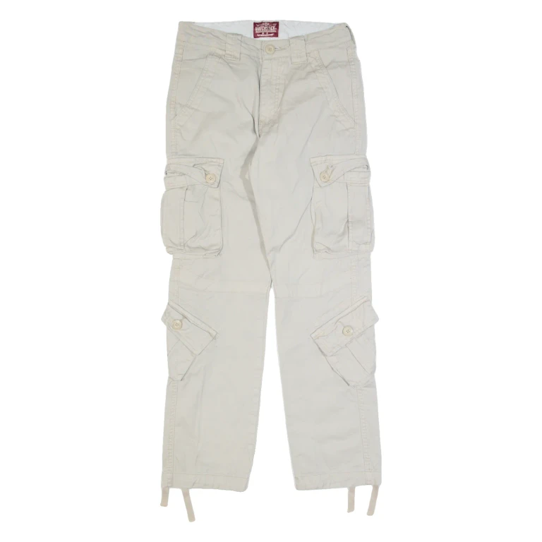 MATCHSTICK Cargo Mens Trousers Beige Regular Tapered W30 L30