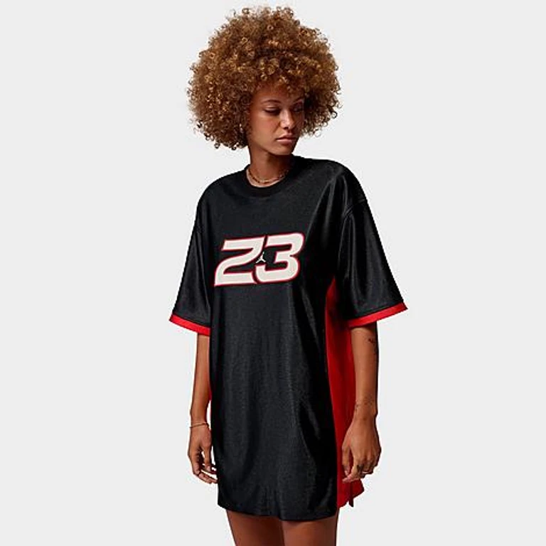 Nike Women's Jordan Brooklyn Jersey Dress in Black/Gym Red/White Size: XS