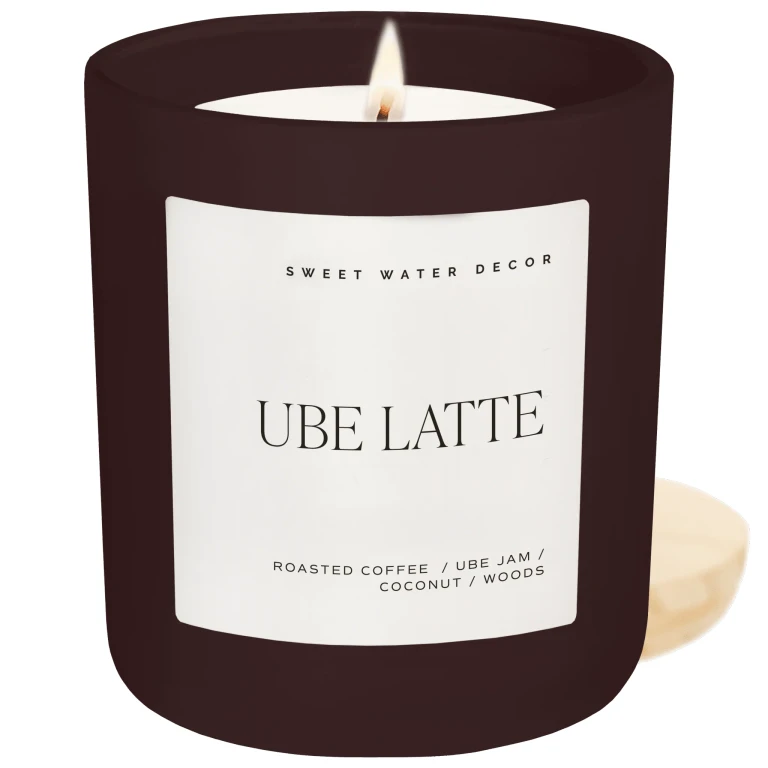 Ube Latte Soy Candle - Brown Matte Jar - 15 oz