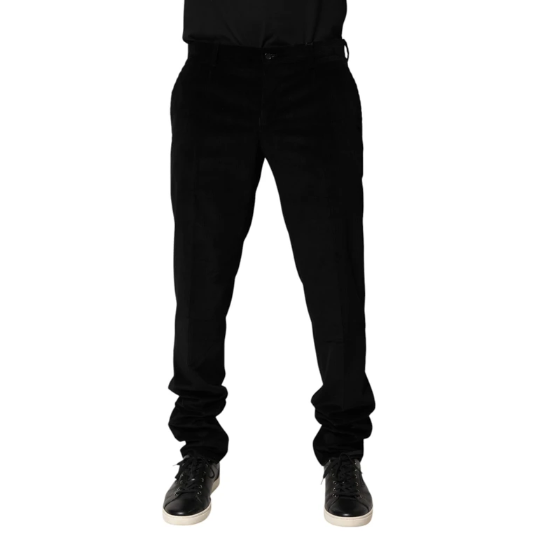 Dolce & Gabbana Black Cotton Men Dress Formal Trouser Pants - Men