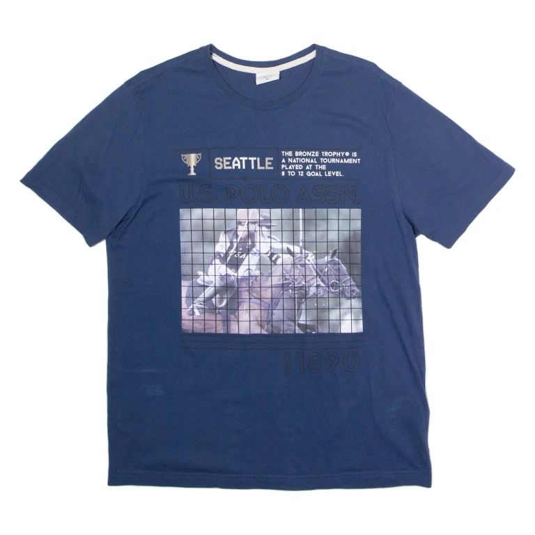 U.S. POLO ASSN Seattle Mens T-Shirt Blue USA Crew Neck M