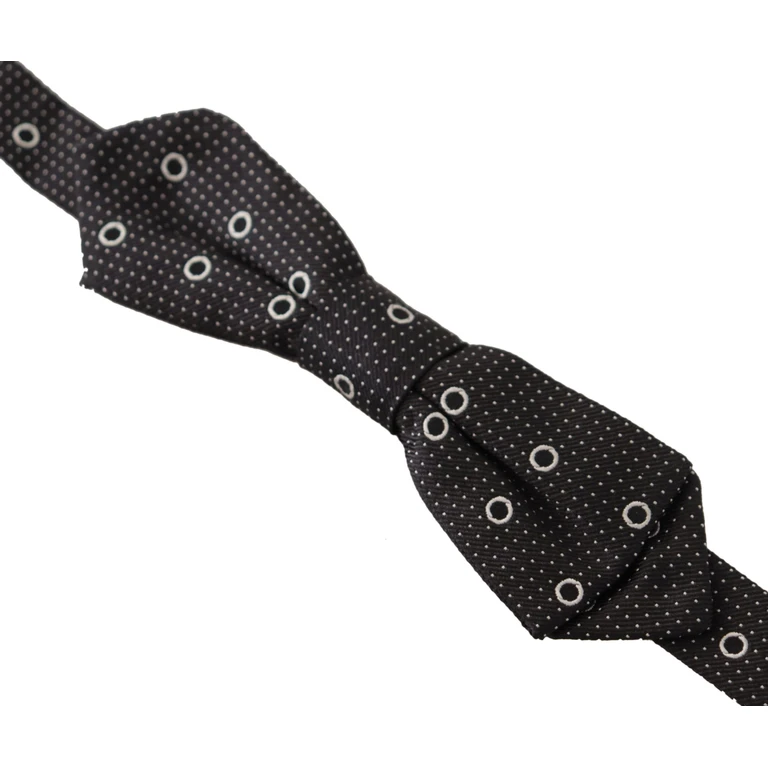 Dolce & Gabbana Black White Polka Dot Silk Neck Papillon Tie - Men