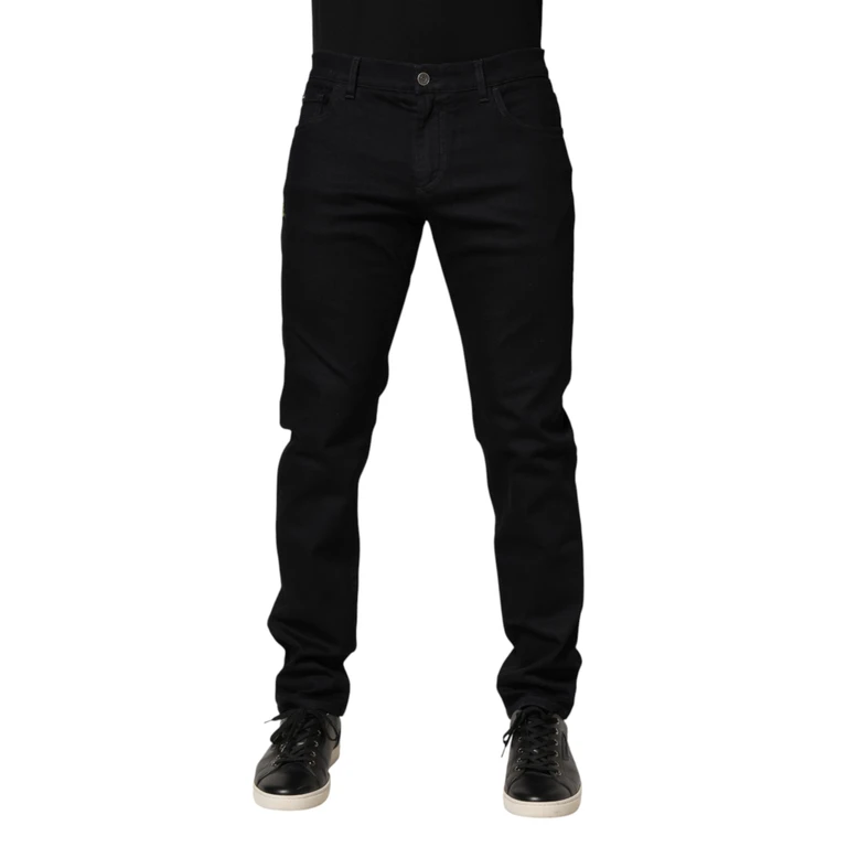 Dolce & Gabbana Black Floral Cotton Skinny Men Denim Jeans Elastane Clothing - Men