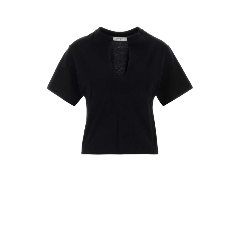 Black Cotton Alina T-Shirt Blackgrey Exterior - Women