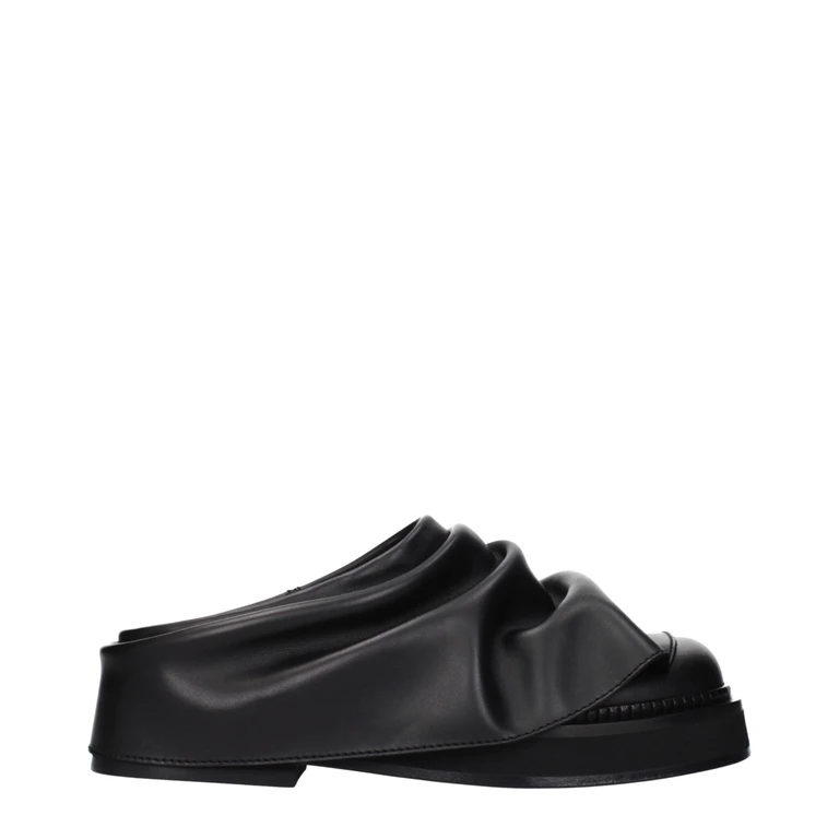 The Attico Black Leather Slippers - Women