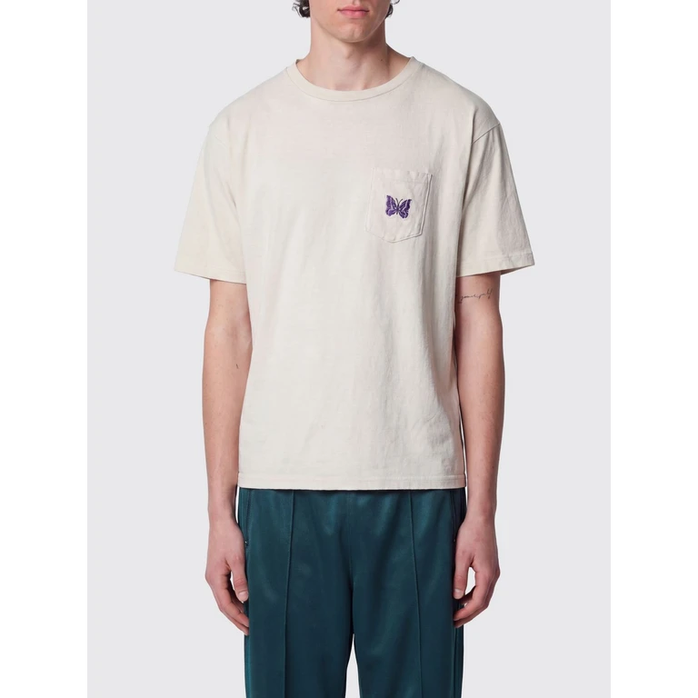 Relaxed Fit Cotton T-Shirt with Embroidered Butterfly on the Chest (SX444BE)