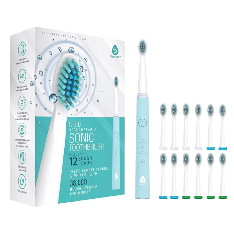 USB Rechargeable Electric toothbrush with 12 Brush Heads in Green