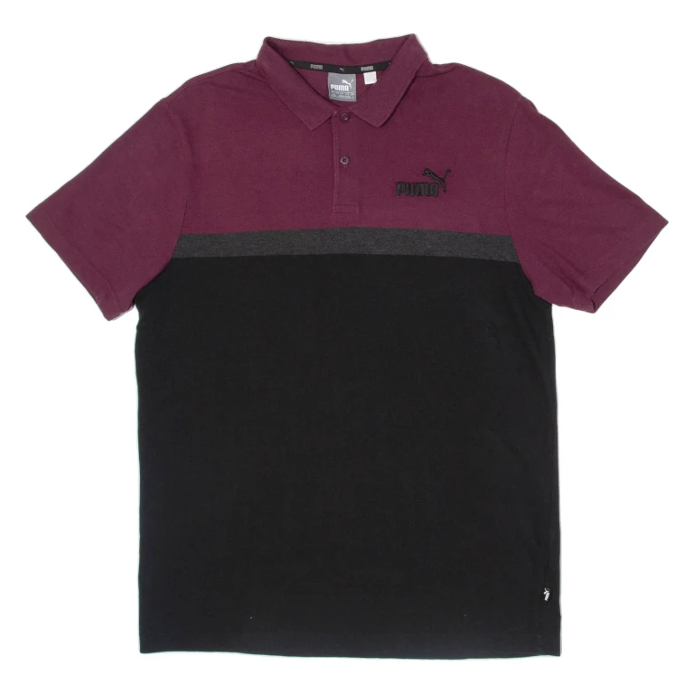 PUMA Mens Polo Shirt Black Colourblock L
