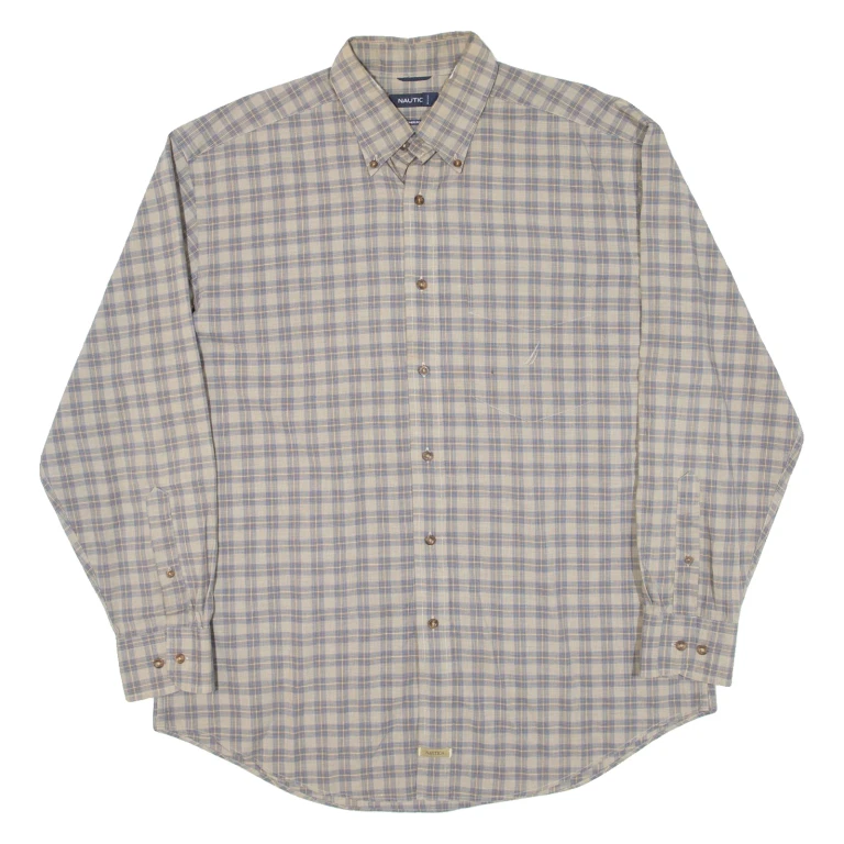 NAUTICA Mens Shirt Brown Check Long Sleeve L