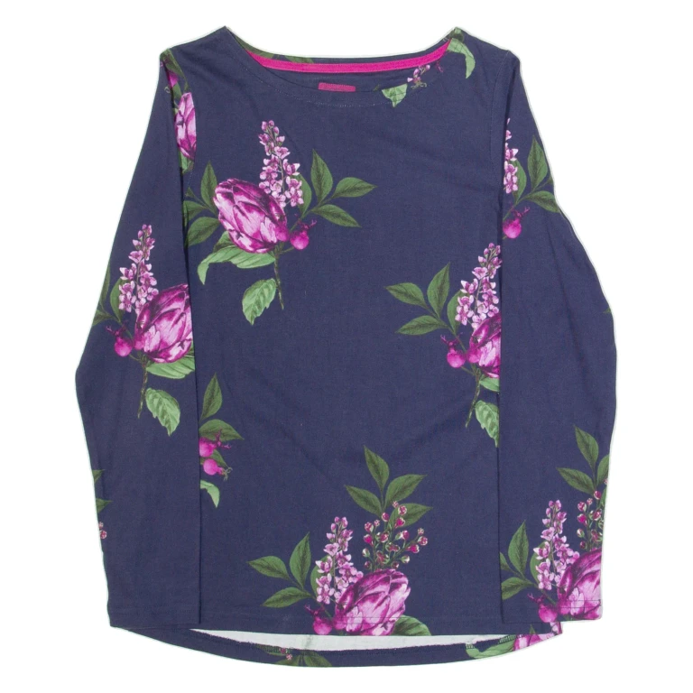 JOULES Womens Patterned Jumper Blue Floral Tight Knit UK 8