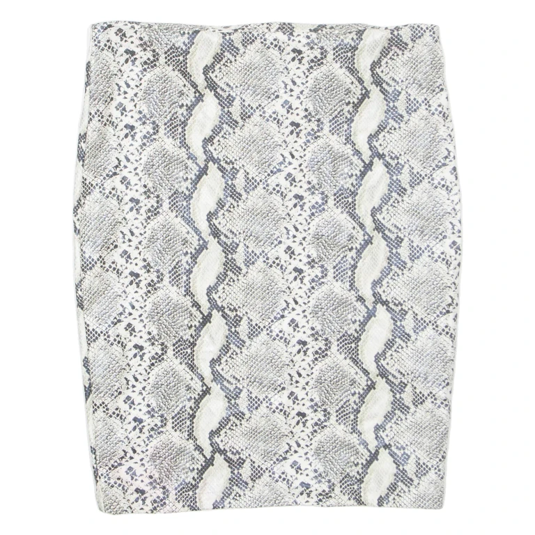 Womens Straight Skirt White Knee Length Crazy Pattern S