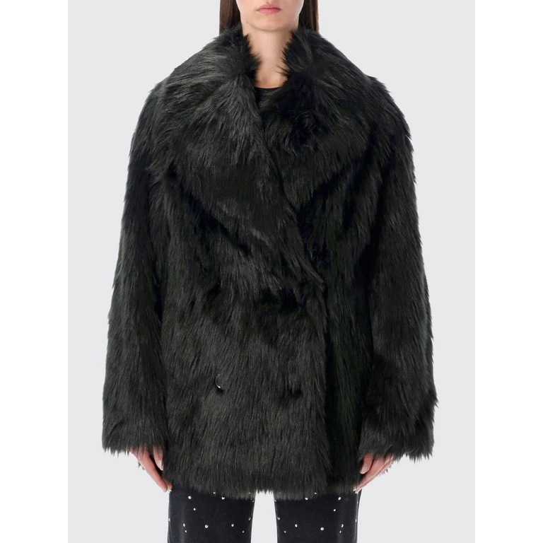 Fur Coat Woman color Black (66545939389900)