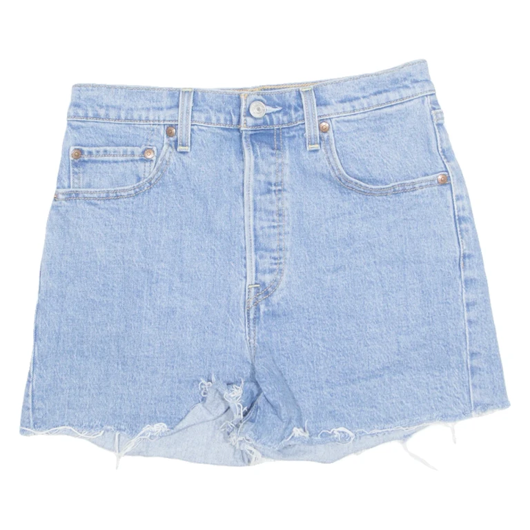 LEVI'S Cut Off High Waist Premium E Womens Denim Shorts Blue S W28