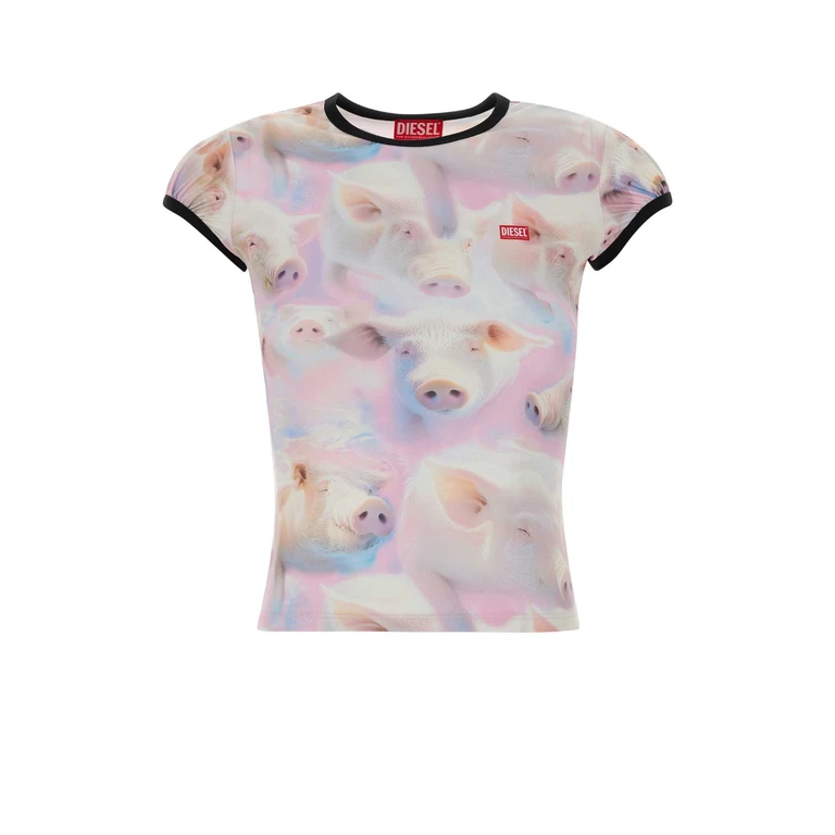 Diesel Printed Stretch Jersey T-Shirt 64na Exterior: Polyester Elastane - Women