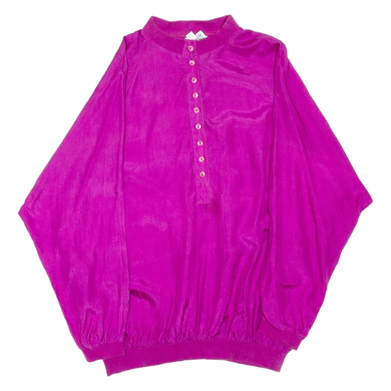 Womens Blouse Purple Long Sleeve Faux Silk M