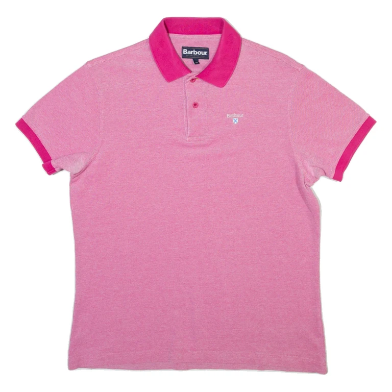 BARBOUR Mens Polo Shirt Pink M