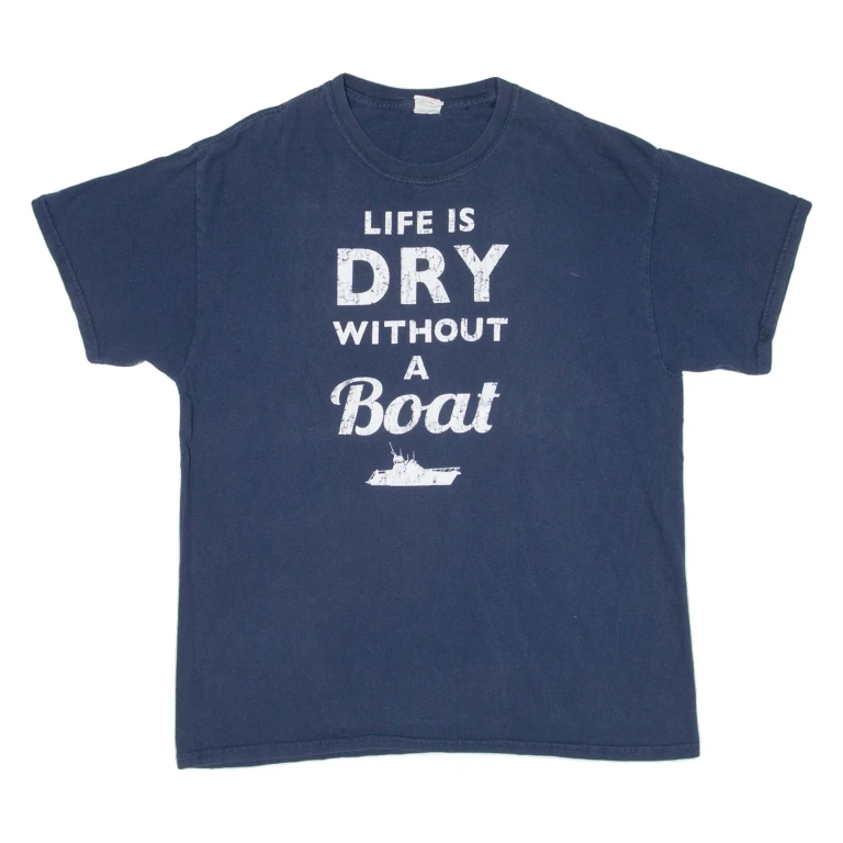 GILDAN Life Is Dry Without A Boat Mens T-Shirt Blue L