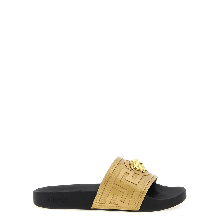 Versace Gold Glass Slides Shoe - Men