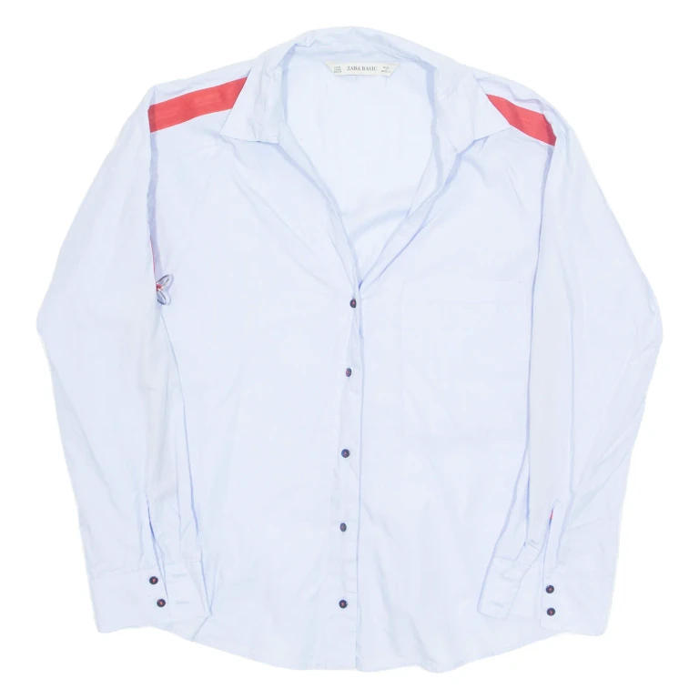 ZARA Womens Shirt Blue Collared Long Sleeve M