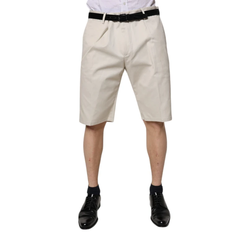 Dolce & Gabbana Beige Cotton Stretch Mid Waist Bermuda Shorts Elastane - Men