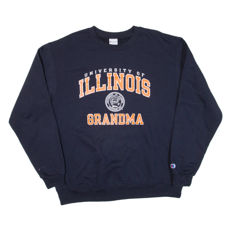 CHAMPION University Of Illinois Grandma Womens Sweatshirt Blue USA L