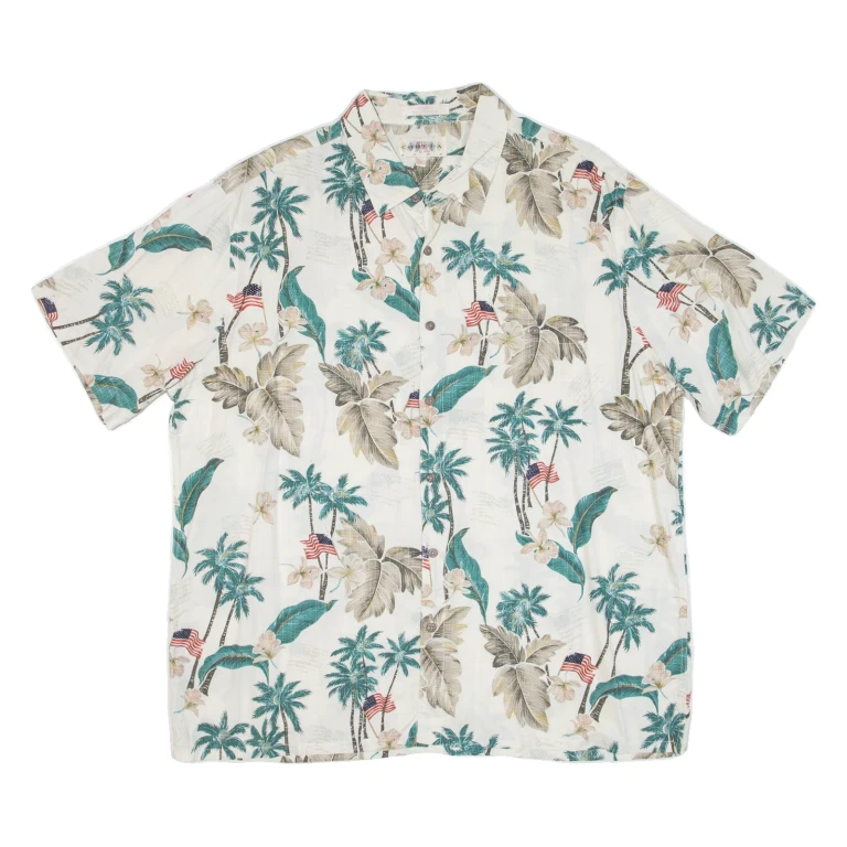 CAMPIA Mens Hawaiian Shirt Beige Floral XL