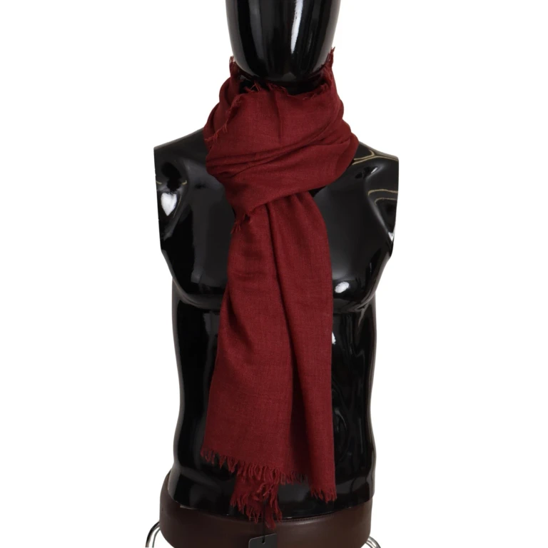 Dolce & Gabbana Red Dg Crown Cashmere Silk Shawl Fringe Wrap Scarf - Men