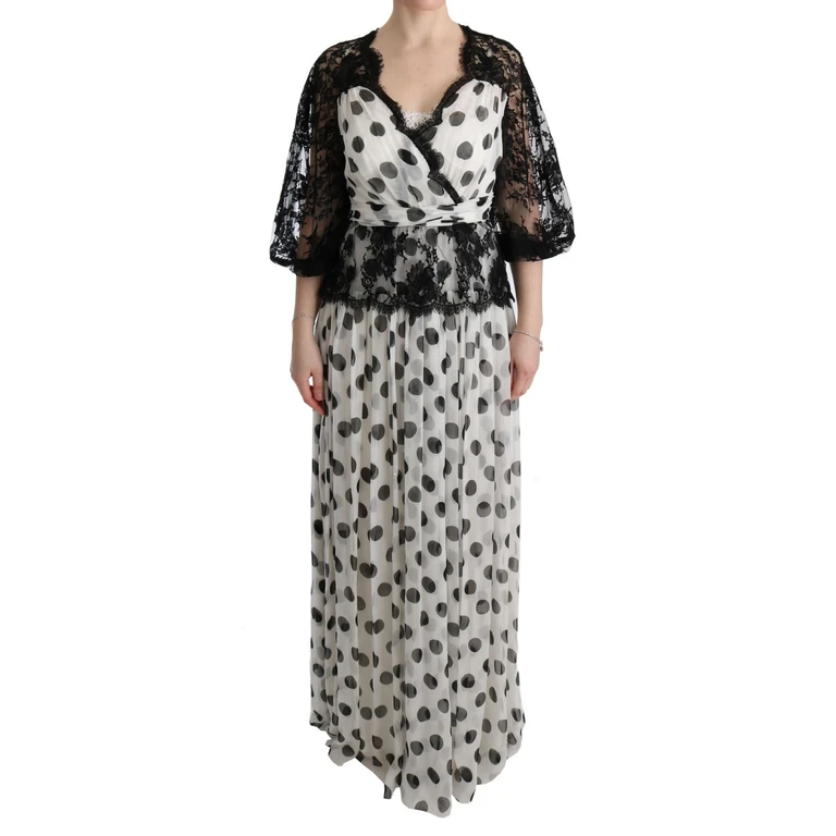 Black White Polka Dotted Floral Dress Black/white Cotton - Women
