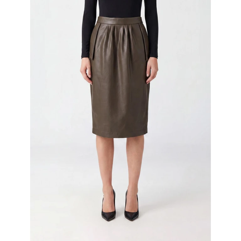 High-Waisted Midi Pencil Skirt in Smooth Synthetic Leather (6301833GU3002801)