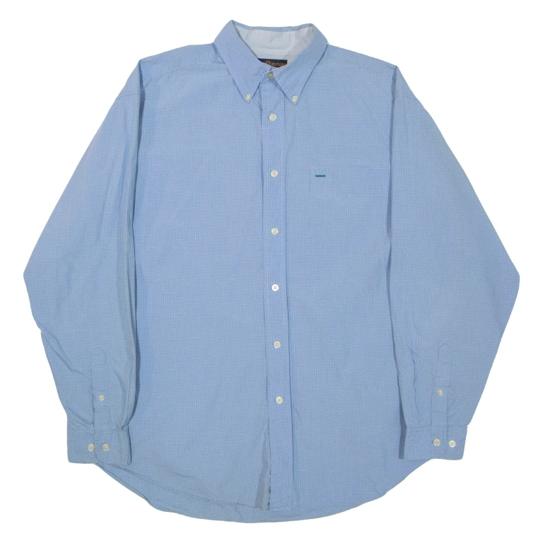 TOMMY HILFIGER Mens Shirt Blue Check Long Sleeve L