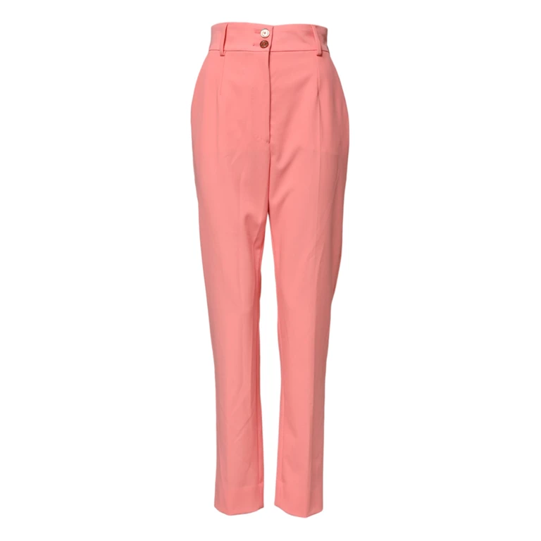 Dolce & Gabbana Pink High Waist Tapered Dress Pants Polyester Viscose Elastane - Women