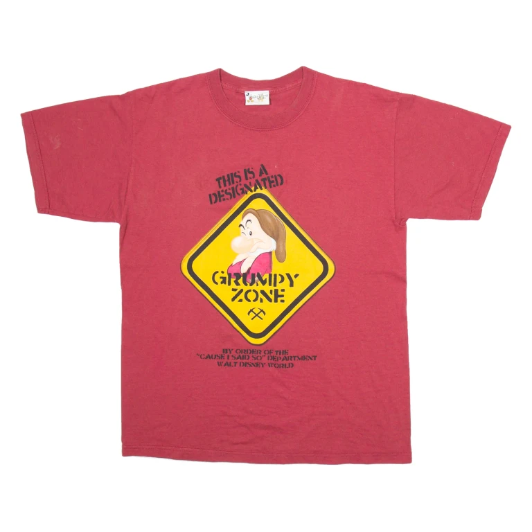 DISNEY This Is A Designated Grumpy Zone Mens T-Shirt Red L
