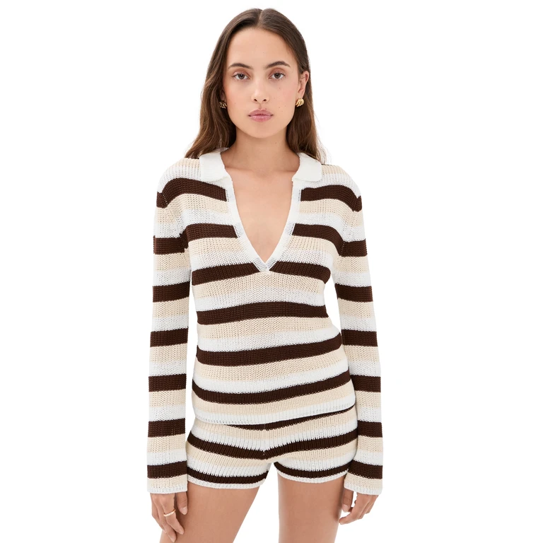 Seven Wonders Benson Knit Top Chocolate/White S
