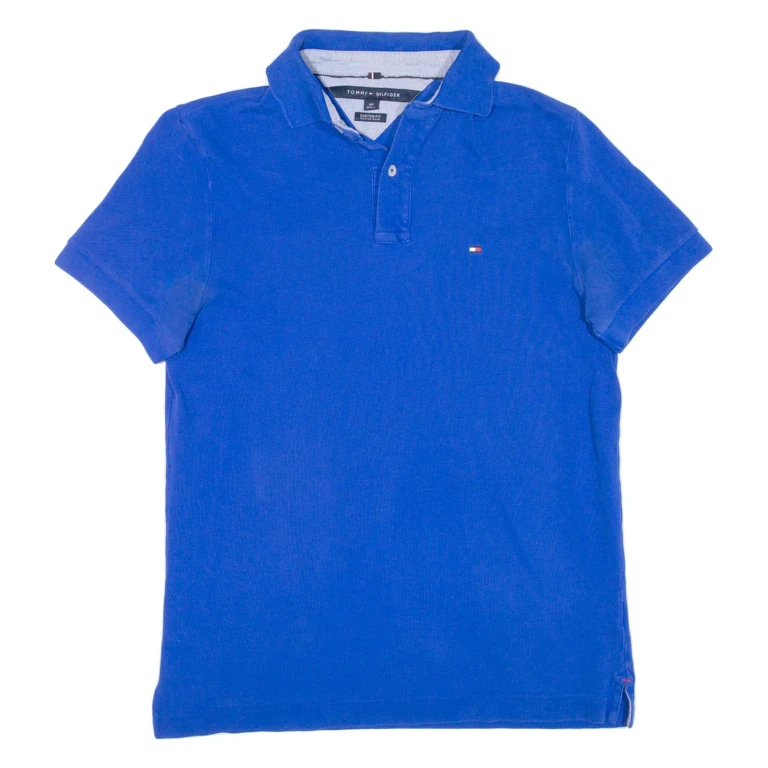 TOMMY HILFIGER Custom Fit Mens Polo Shirt Blue S