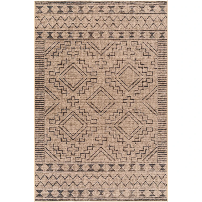 Halle Tan & Black Washable Area Rug - Clearance
