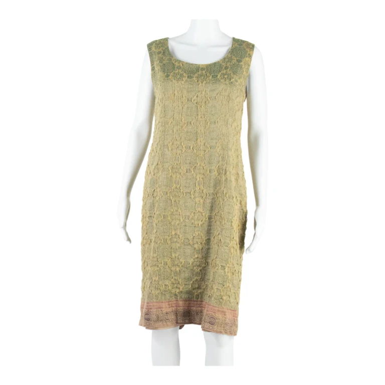 Womens Pencil Dress Green Spotted Sleeveless Knee Length M