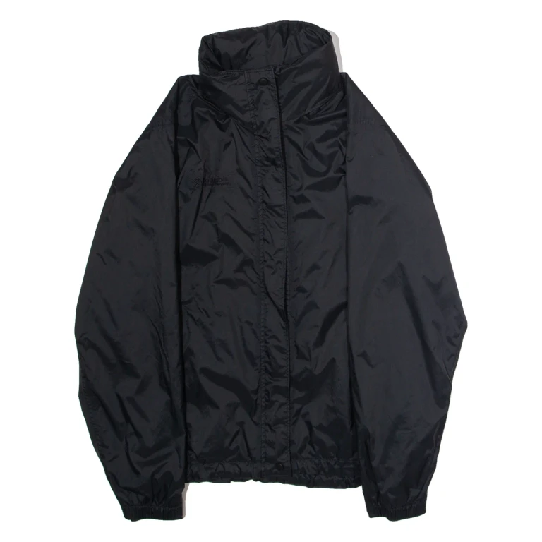 COLUMBIA Womens Rain Jacket Black Nylon Hooded S