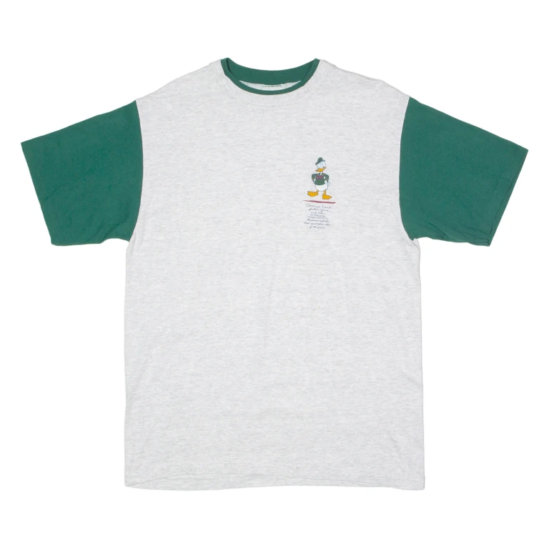 DISNEY Donald Duck Mens T-Shirt Grey 90s Crew Neck L