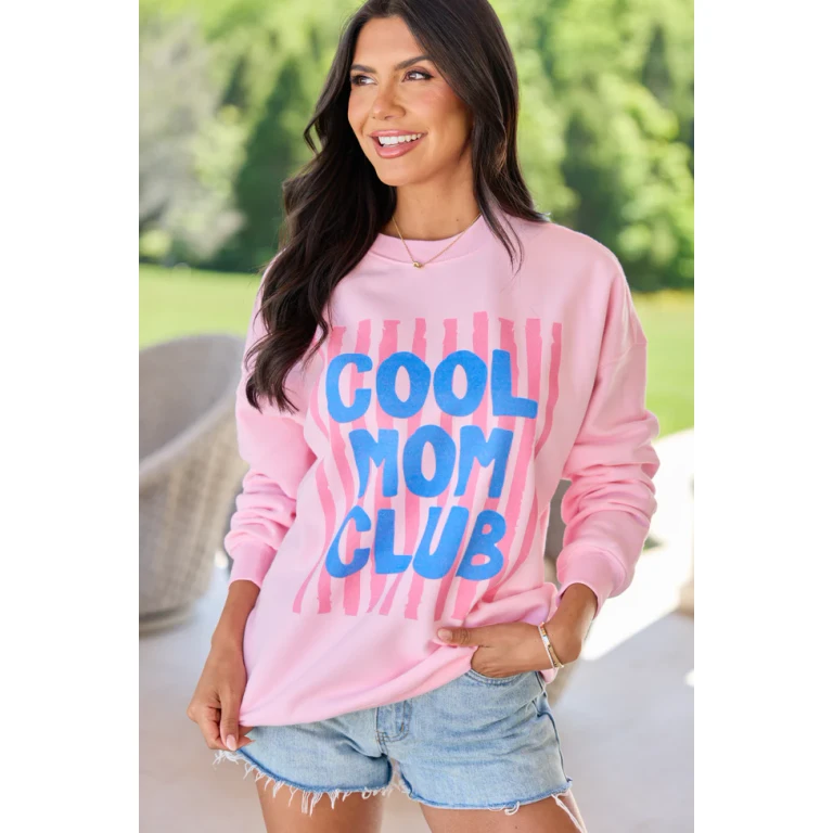 Cool Mom Club Light Pink Graphic Sweatshirt