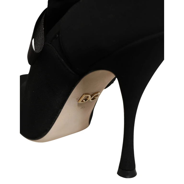 Dolce & Gabbana Black Stiletto Heels Mid Calf Boots Shoes Elastane Viscose - Women