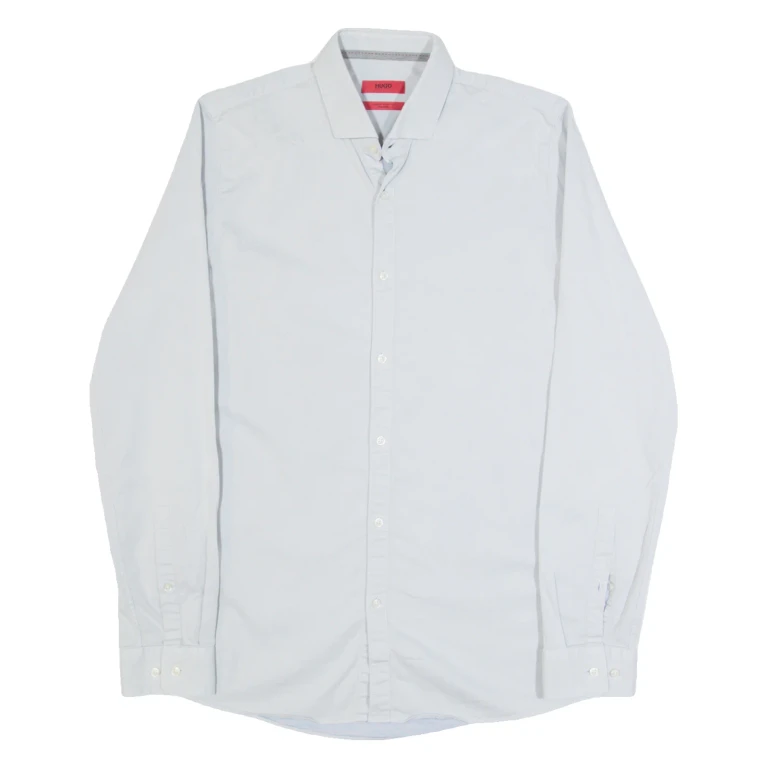 HUGO BOSS Super Slim Fit Mens Plain Shirt Grey Long Sleeve M
