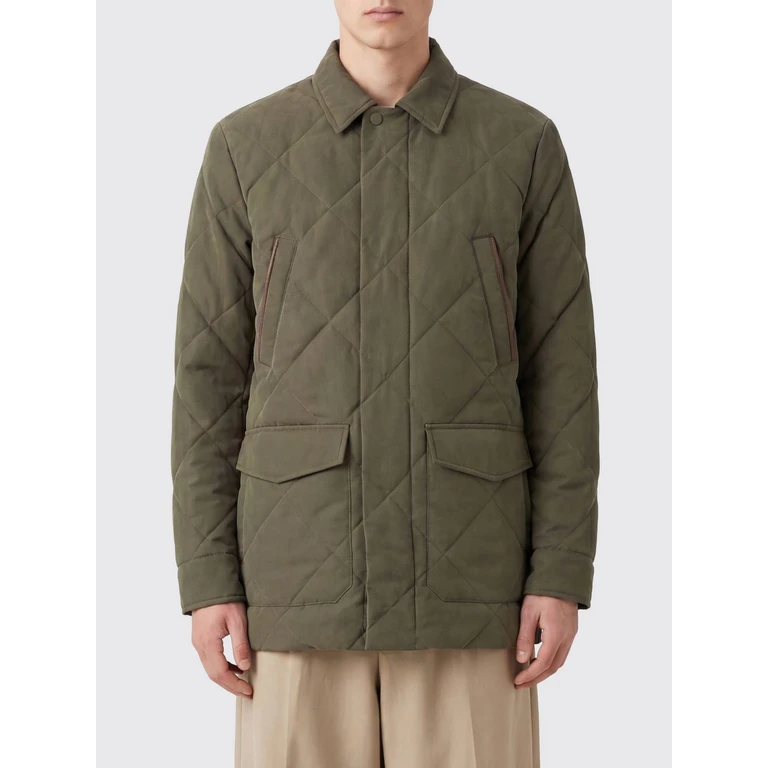 Quilted Padded Technical Fabric Jacket with Classic Collar (O20422SG03522801)