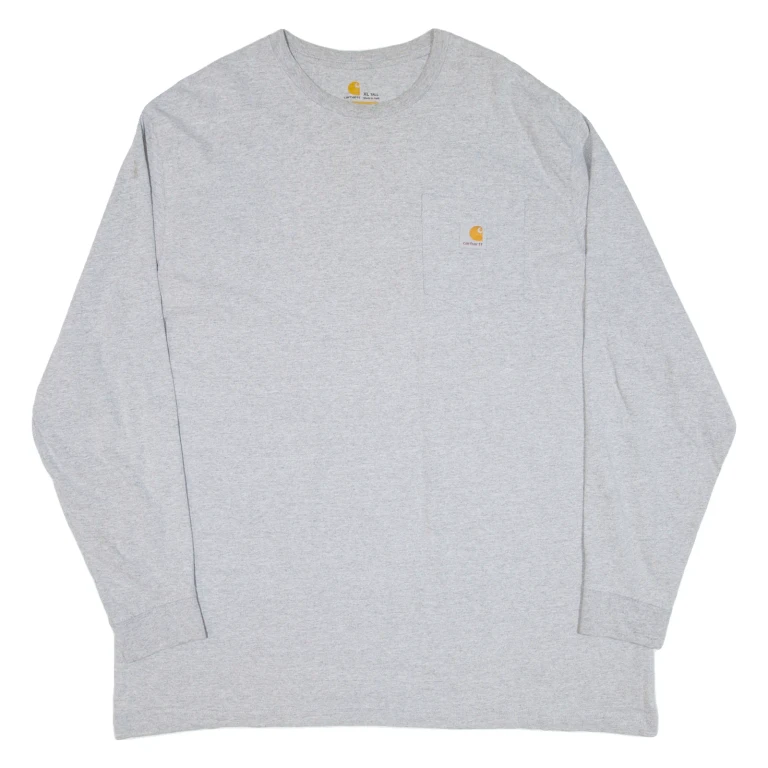 CARHARTT Tall Mens T-Shirt Grey Long Sleeve XL