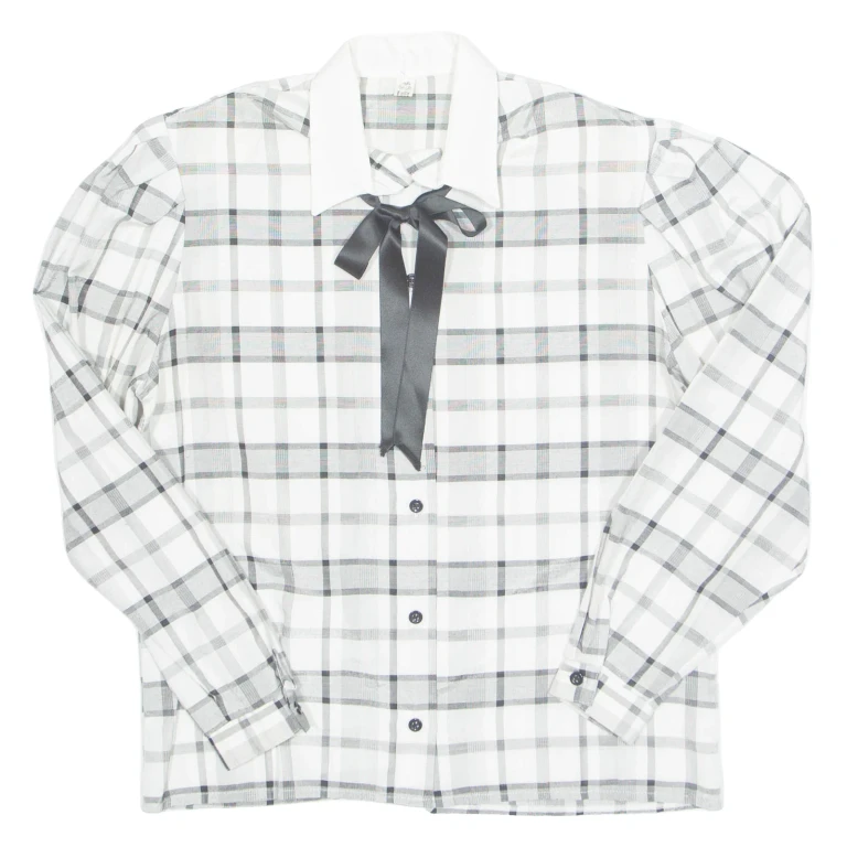 Womens Printed Blouse Grey Long Sleeve Check M
