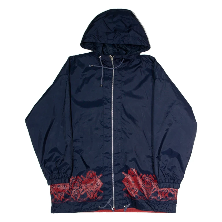 MERYLL Mens Coat Blue Hooded Crazy Pattern L