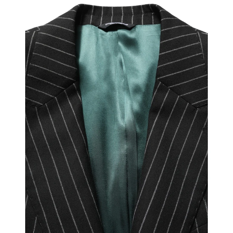 Dolce & Gabbana Black Stripes Wool Single Breasted Blazer Polyester Clothing - Men