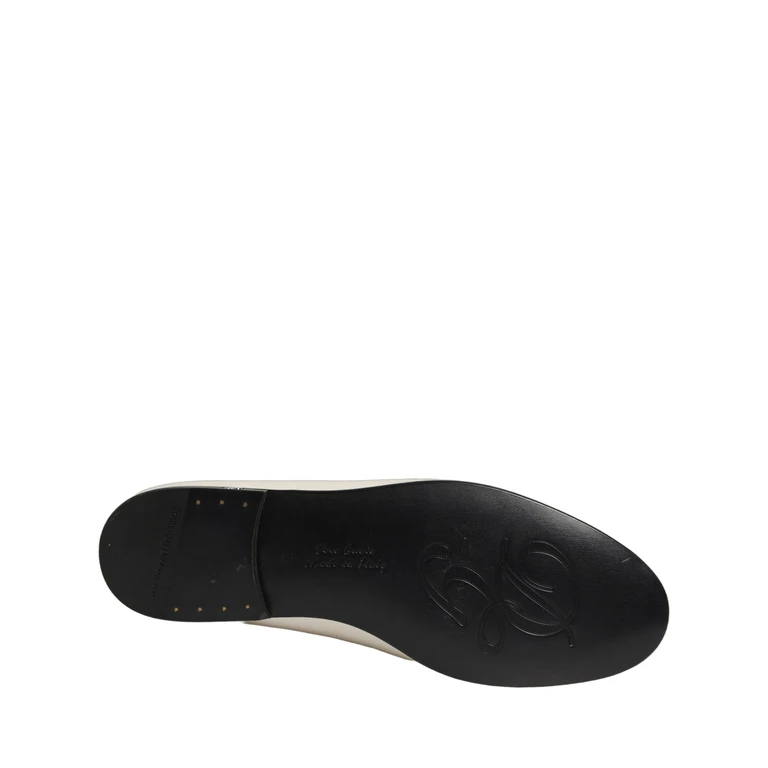 Dolce & Gabbana White Satin Logo Slip On Flats Loafers Shoes Leather - Men