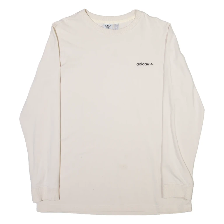 ADIDAS ORIGINALS Womens T-Shirt Cream Long Sleeve UK 14