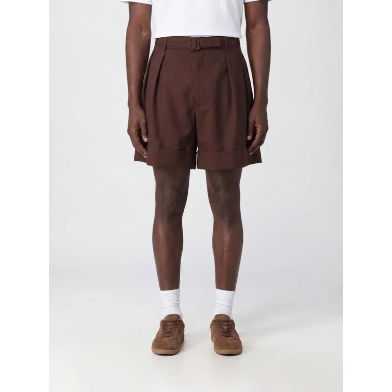 Tailored Wool Shorts with Mid-Rise Waist and Cuffs (854459Y1N022019)